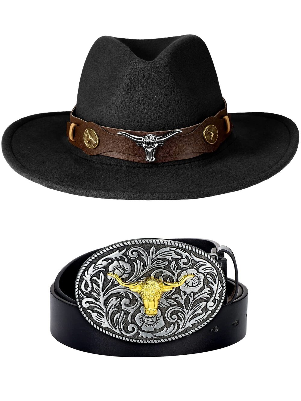 2922 2 Pcs Cowboy Costume Accessories Include Cowboy Cowgirl Hats Western